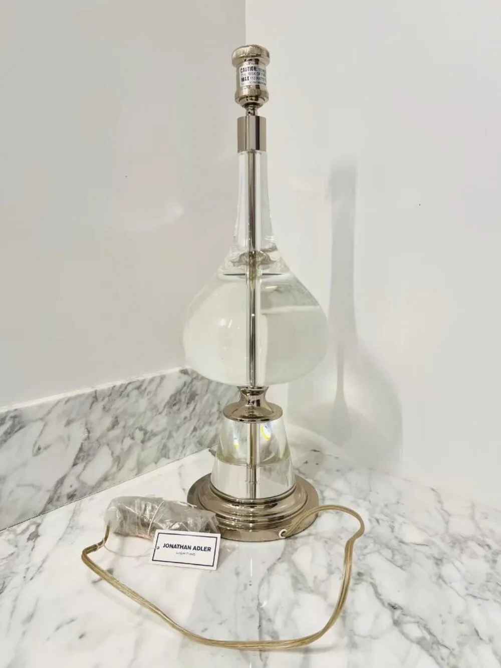 Brand New Discontinued Jonathan Adler Solid Crystal Modern Table Lamp Base